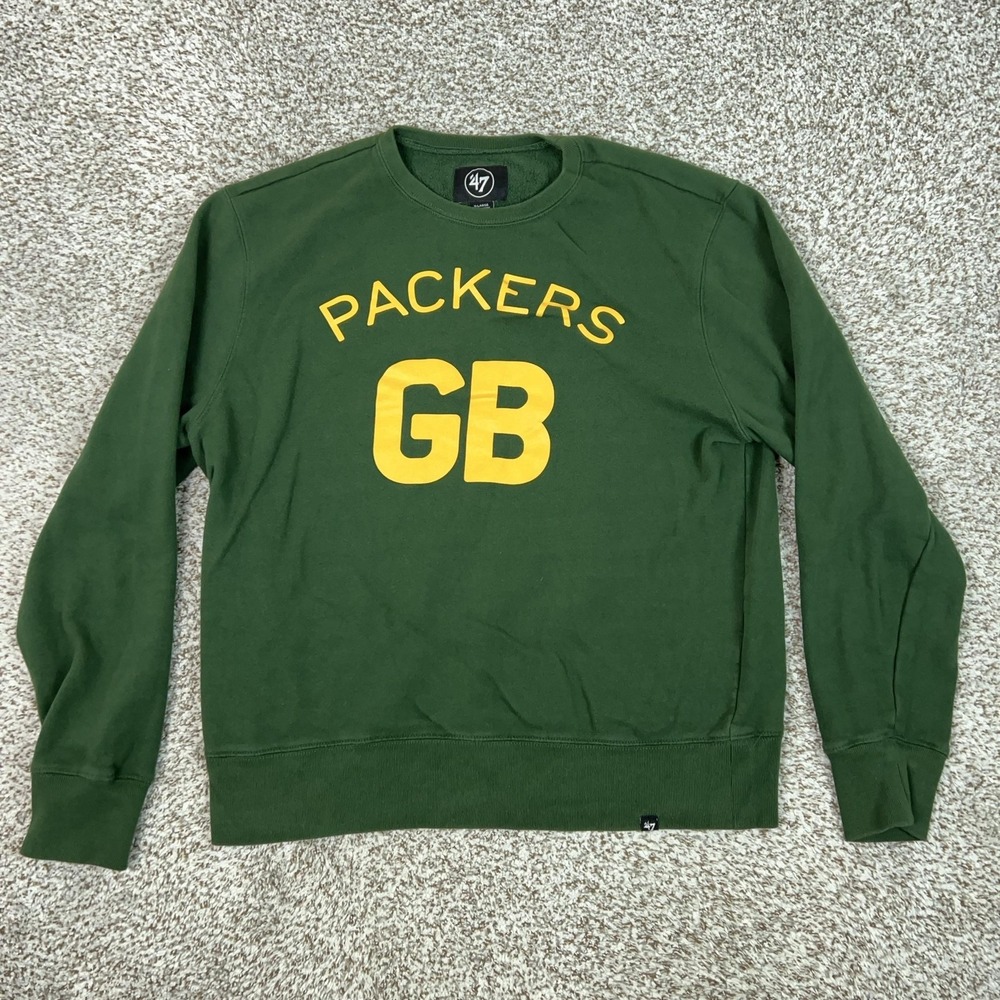 Green Bay Packers Sweatshirt Mens XL Green NFL Football 47 Brand Crewneck Fleece